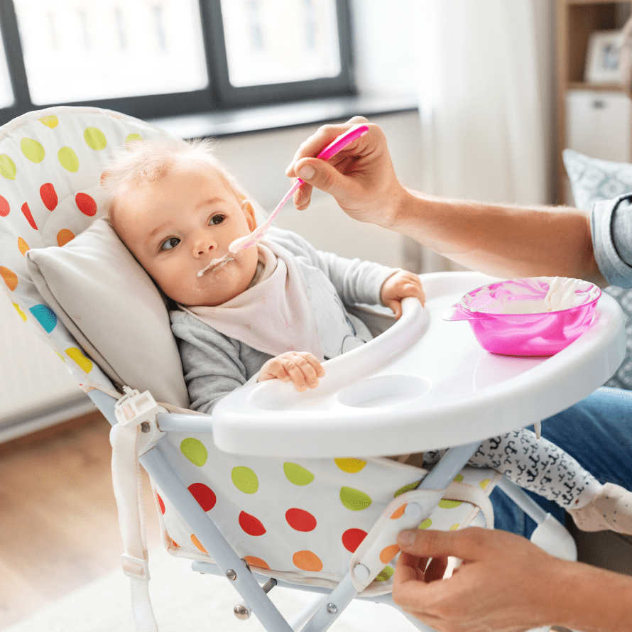 reclined position in an infant high chair