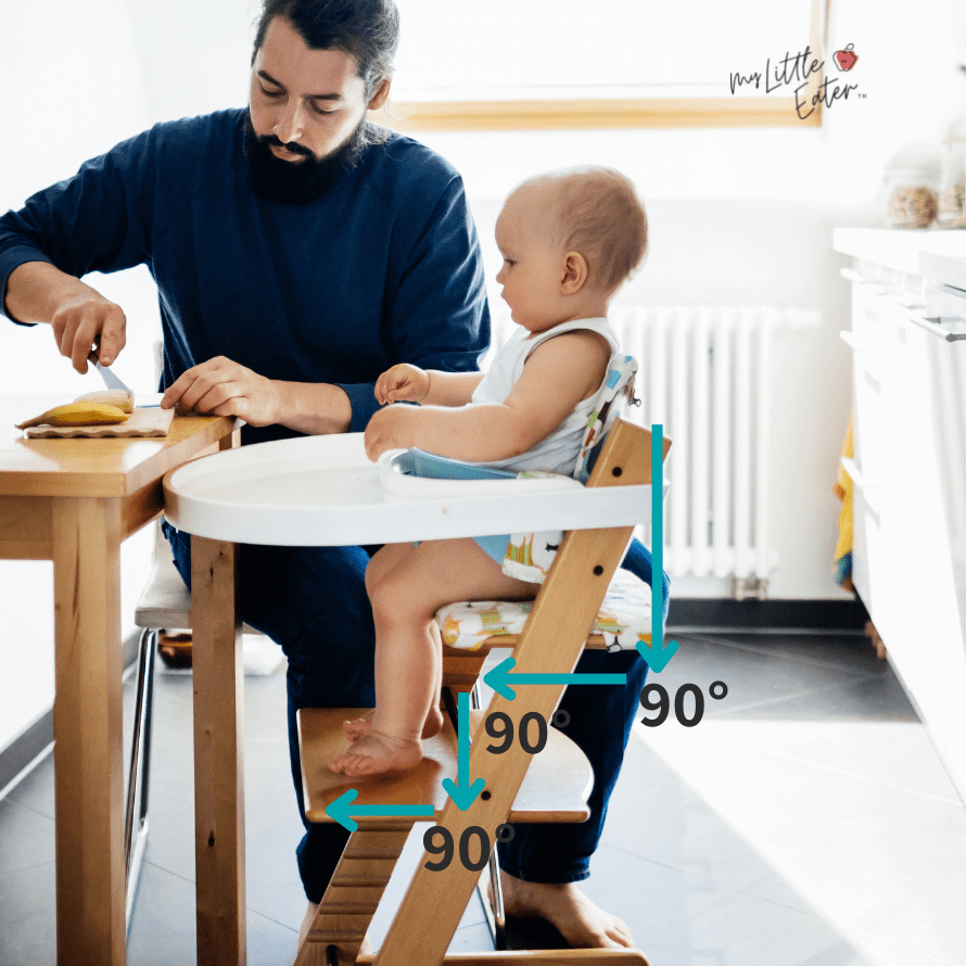 proper sitting position for starting solids using an adjustable foot rest