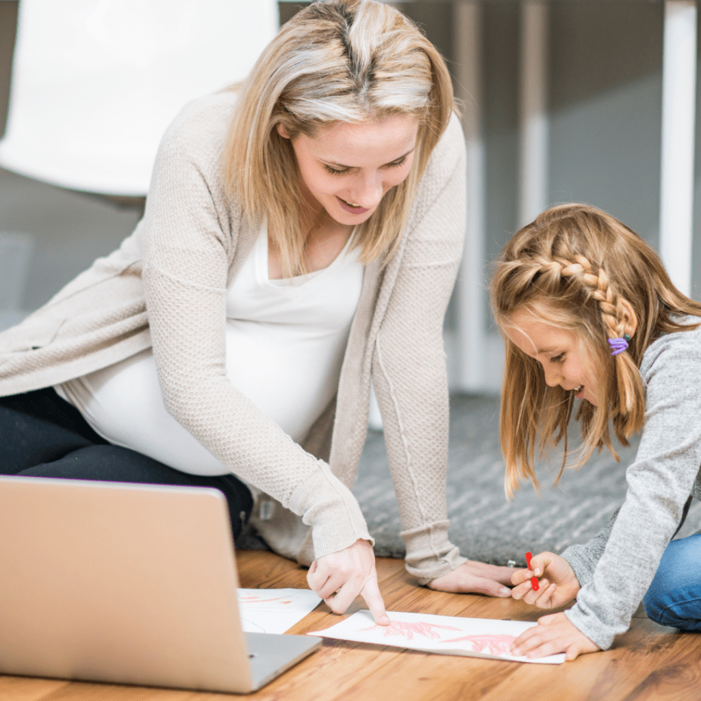 Episode art for episode "#41: How I Realized My Time Was Worth More and Why Yours is Too Mama". Pictured is a mom colouring a picture with her daughter.