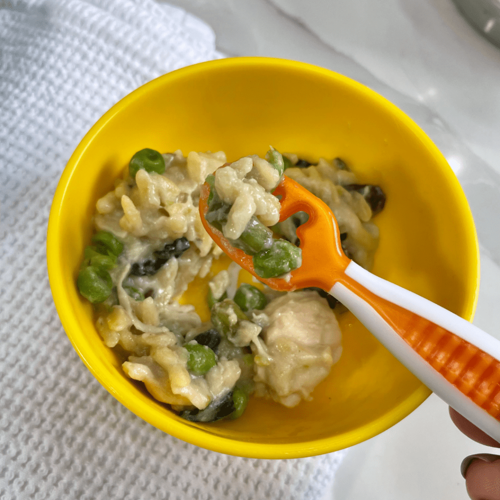 How to serve mushroom orzo recipe to a baby for baby led weaning