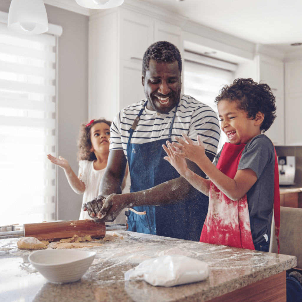 having fun cooking with kids